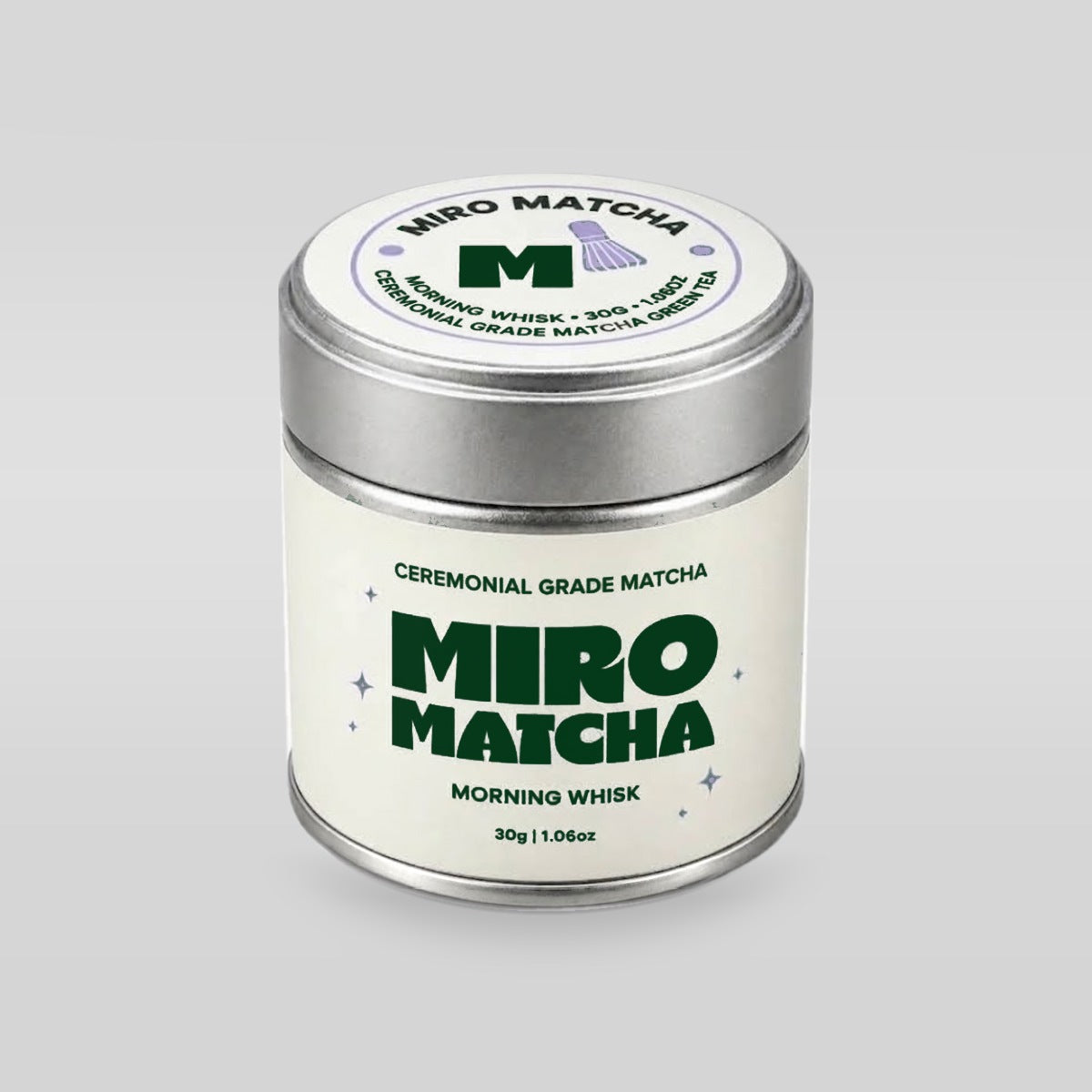 Morning Whisk tin of ceremonial grade matcha